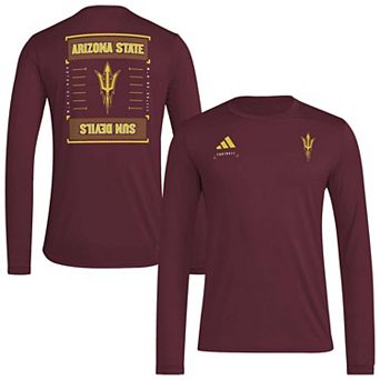 Men's adidas Maroon Arizona State Sun Devils Locker Football Icon AEROREADY Pre-Game Long Sleeve T-Shirt