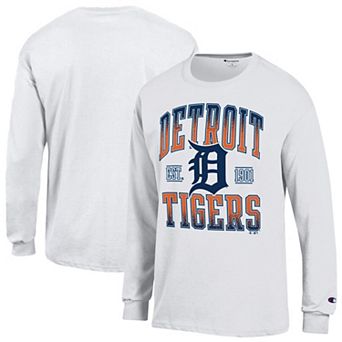 Men's Champion White Detroit Tigers Jersey Long Sleeve T-Shirt
