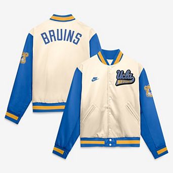 Men's Nike Natural/Blue UCLA Bruins Legacy Full-Snap Bomber Jacket