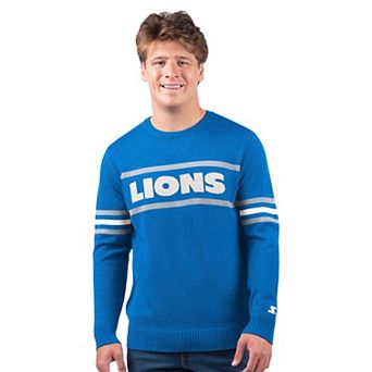 Men's Starter Blue Detroit Lions Player Sweater