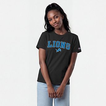 Women's Champion Black Detroit Lions Arched Over Logo T-Shirt