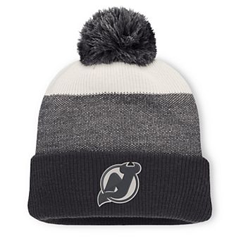 Men's Fanatics Black/Light Beige New Jersey Devils Monochrome Cuffed Knit Hat with Pom