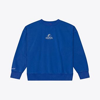 Women's Mitchell & Ness Royal Montreal Expos Core Essentials Micro Logo Fleece Sweatshirt