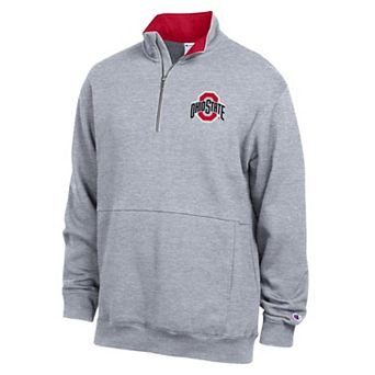 Men's Champion Heather Gray Ohio State Buckeyes Fleece Quarter-Zip Pullover