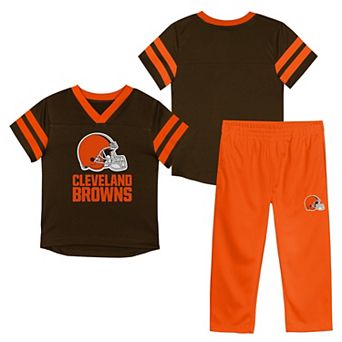Toddler Outerstuff Brown/Orange Cleveland Browns Red Zone Jersey Top & Pants Set