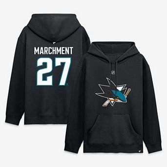 Men's Fanatics Mason Marchment Black San Jose Sharks Authentic Stack Name & Number Hoodie