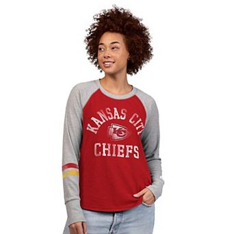 Women's Starter Red/Gray Kansas City Chiefs Waffle-Knit Raglan Long Sleeve T-Shirt