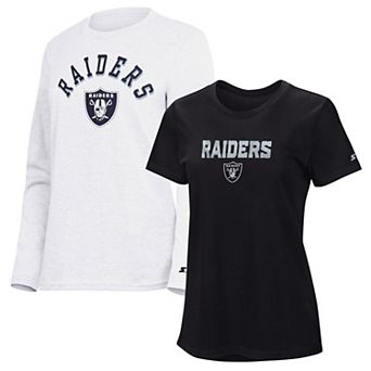 Women's Starter Black/Ash Las Vegas Raiders Short Sleeve & Long Sleeve T-Shirt Combo Pack
