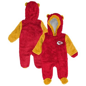 Newborn Outerstuff Red Kansas City Chiefs Teddy Fleece Bunting Full-Zip Sleeper