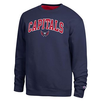 Men's Champion Navy Washington Capitals Contrast Sweatshirt