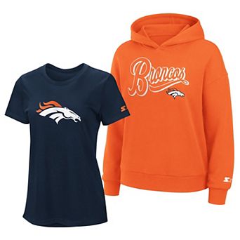 Women's Starter Navy/Orange Denver Broncos Hoodie & T-Shirt Combo Pack