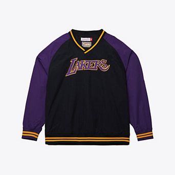 Men's Mitchell & Ness Black Los Angeles Lakers Classic V-Neck Pullover Jacket