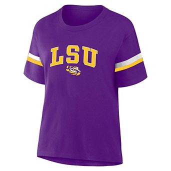Women's Profile Purple LSU Tigers Stripe Plus Size T-Shirt