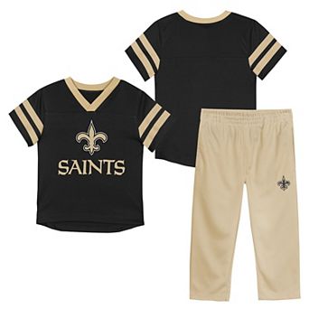 Toddler Outerstuff Black/Gold New Orleans Saints Red Zone Jersey Top & Pants Set