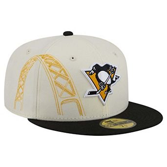Men's New Era Cream/Black Pittsburgh Penguins Localized Stitched 59FIFTY Fitted Hat