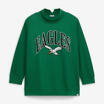 Women's '47 Kelly Green Philadelphia Eagles Plus Size Vantage Mock Neck Pullover