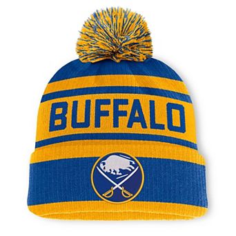 Men's Fanatics Royal/Gold Buffalo Sabres Fundamental Cuffed Knit Hat with Pom