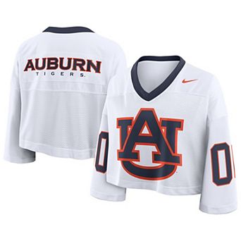 Women's Nike White Auburn Tigers Oversized Logo Cropped Fashion Jersey