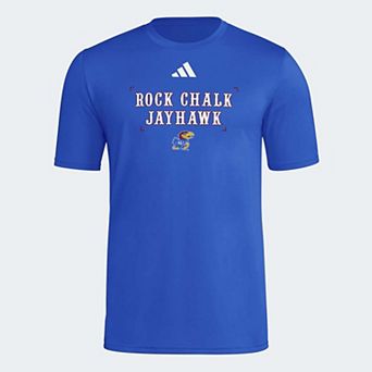 Men's adidas Royal Kansas Jayhawks Locker Slogan Football Pre-Game T-Shirt