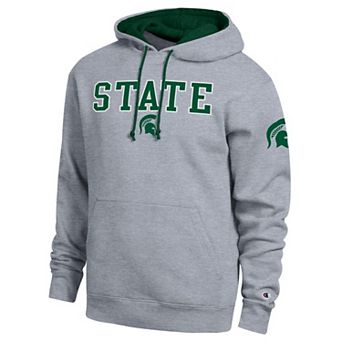 Men's Champion Heather Gray Michigan State Spartans Contrast Hoodie