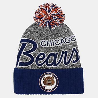 Youth Mitchell & Ness Navy Chicago Bears Cuffed Knit Hat with Puff