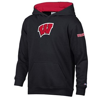 Youth Champion Black/Red Wisconsin Badgers Volume Fleece Hoodie