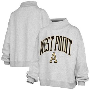 Women's Pressbox Gray Army Black Knights Nelson Texture Lingo Mock Neck Fleece Sweatshirt