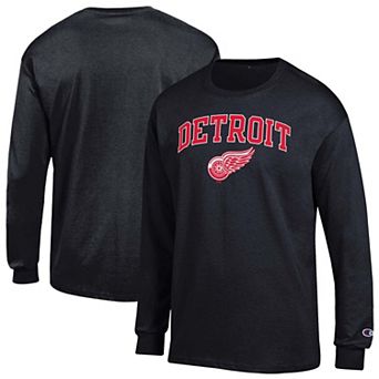 Men's Champion Black Detroit Red Wings Jersey Long-Sleeve T-Shirt