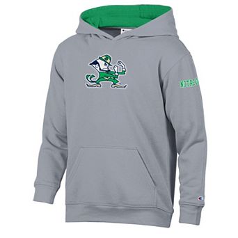 Youth Champion Heather Gray/Green Notre Dame Fighting Irish Volume Fleece Hoodie