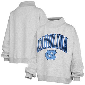 Women's Pressbox Gray North Carolina Tar Heels Nelson Texture Lingo Mock Neck Fleece Sweatshirt