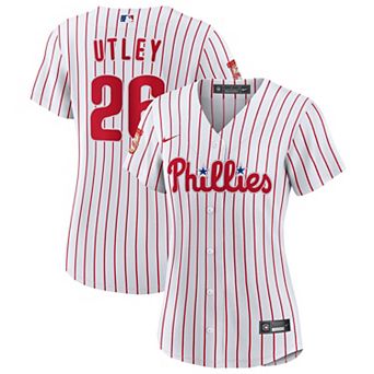 Women's Nike Chase Utley White Philadelphia Phillies Home Wall of Fame Patch Limited Edition Replica Jersey