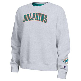 Miami Dolphins Champion Women's Contrast Lined Sweatshirt - Heather Gray