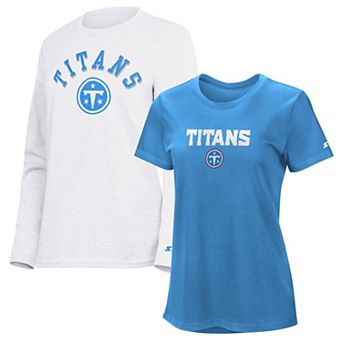 Women's Starter Light Blue/Ash Tennessee Titans Short Sleeve & Long Sleeve T-Shirt Combo Pack