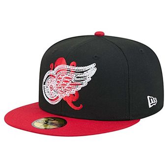 Men's New Era Black/Red Detroit Red Wings City Icon Stitched Overlay 59FIFTY Fitted Hat