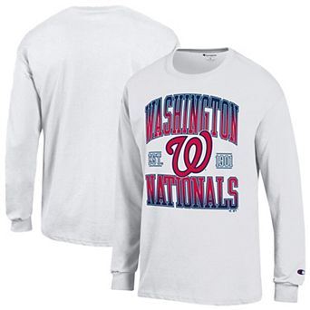 Men's Champion White Washington Nationals Jersey Long Sleeve T-Shirt