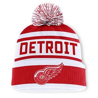 Men's Fanatics Red/White Detroit Red Wings Fundamental Cuffed Knit Hat with Pom