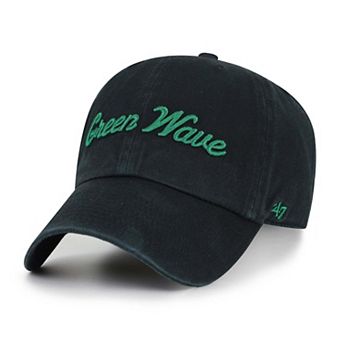 Men's '47 Black Tulane Green Wave Vault Clean Up Adjustable Hat