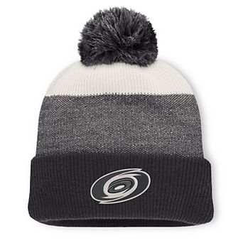 Men's Fanatics Black/Light Beige Carolina Hurricanes Monochrome Cuffed Knit Hat with Pom