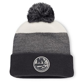 Men's Fanatics Black/Light Beige New York Islanders Monochrome Cuffed Knit Hat with Pom