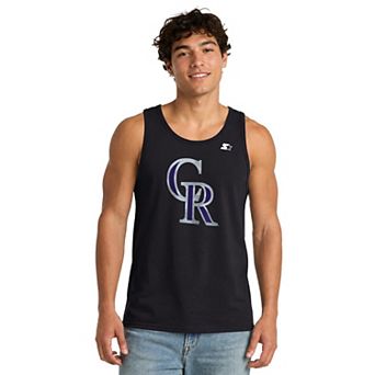 Men's Starter Black Colorado Rockies Tank Top