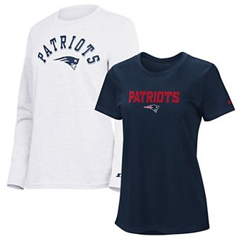 Women's Starter Navy/Ash New England Patriots Short Sleeve & Long Sleeve T-Shirt Combo Pack