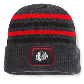 Men's Fanatics Black Chicago Blackhawks Knurly Stripe Cuffed Knit Hat