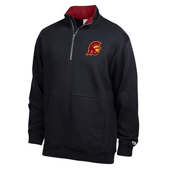 Men's Champion Black USC Trojans Fleece Quarter-Zip Pullover