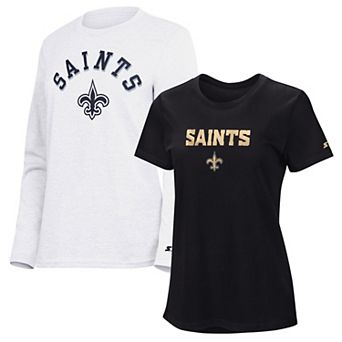 Women's Starter Black/Ash New Orleans Saints Short Sleeve & Long Sleeve T-Shirt Combo Pack