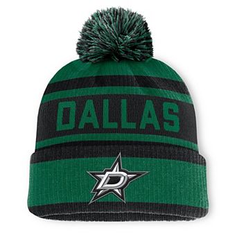 Men's Fanatics Green/Black Dallas Stars Fundamental Cuffed Knit Hat with Pom