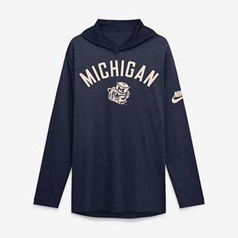 Men's Nike Navy Michigan Wolverines Legacy Arch Tri-Blend Long Sleeve Hooded T-Shirt