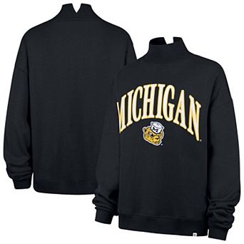 Women's '47 Navy Michigan Wolverines Mock Neck Sweatshirt