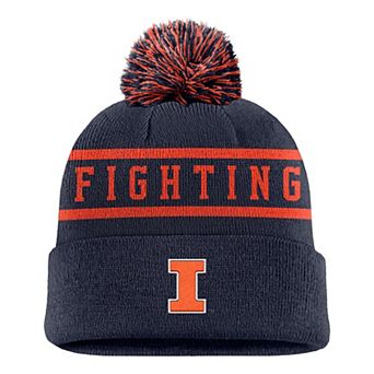 Men's Nike Navy Illinois Fighting Illini Peak Cuffed Knit Hat with Pom