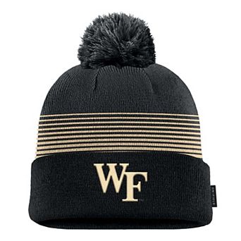 Men's Nike Black Wake Forest Demon Deacons 2026 On-Field Peak Cuffed Knit Hat with Pom