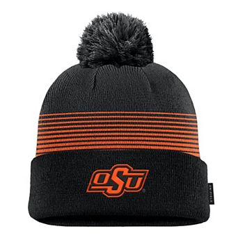 Men's Nike Black Oklahoma State Cowboys 2026 On-Field Peak Cuffed Knit Hat with Pom